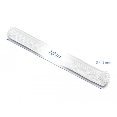 Delock Braided Sleeve self-closing 10 m x 13 mm white
