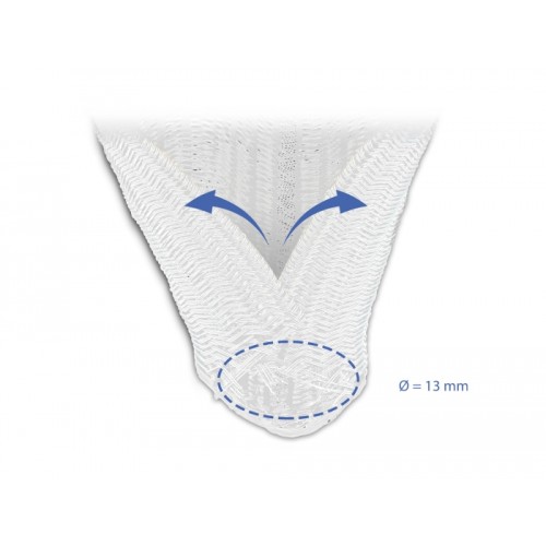 Delock Braided Sleeve self-closing 10 m x 13 mm white