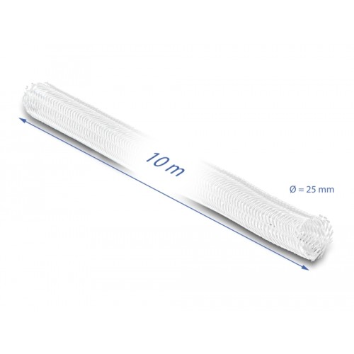 Delock Braided Sleeve self-closing 10 m x 25 mm white