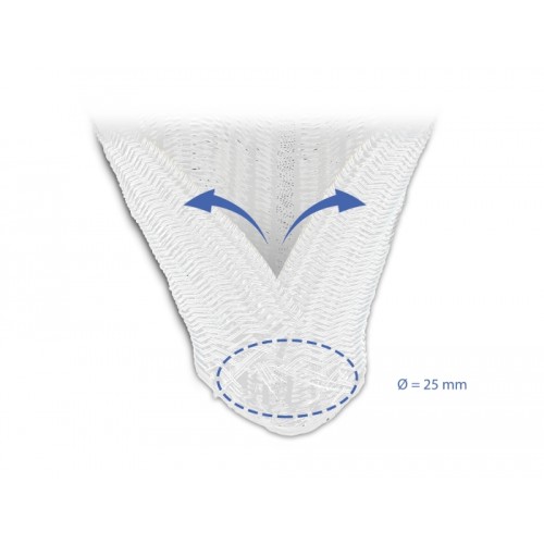 Delock Braided Sleeve self-closing 10 m x 25 mm white