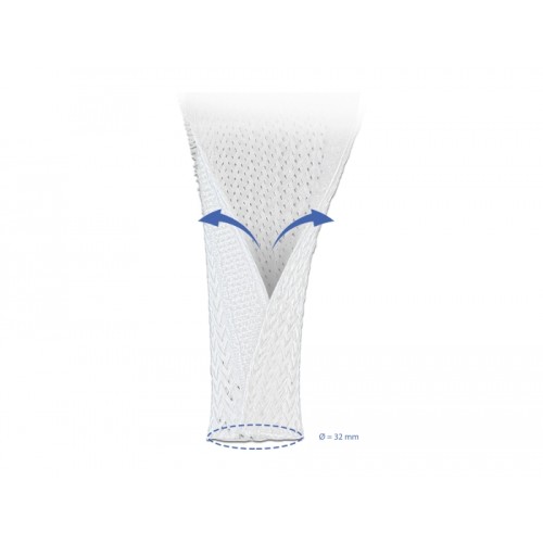 Delock Braided Sleeve with Hook-and-Loop Fastener 5 m x 32 mm white