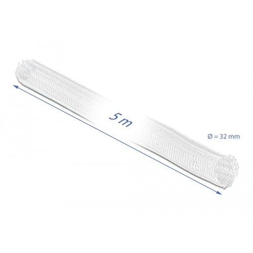 Delock Braided Sleeve with Hook-and-Loop Fastener 5 m x 32 mm white