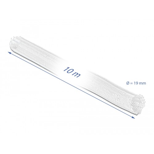 Delock Braided Sleeve with Hook-and-Loop Fastener 10 m x 19 mm white