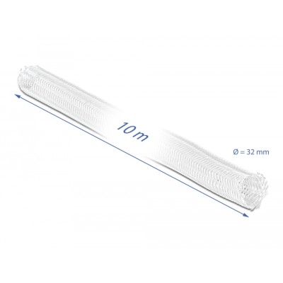 Delock Braided Sleeve with Hook-and-Loop Fastener 10 m x 32 mm white 2