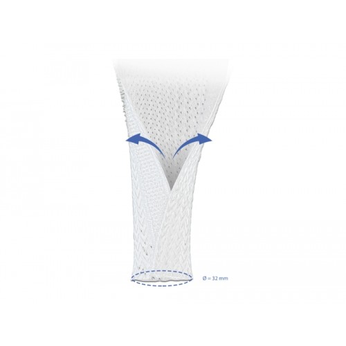 Delock Braided Sleeve with Hook-and-Loop Fastener 10 m x 32 mm white