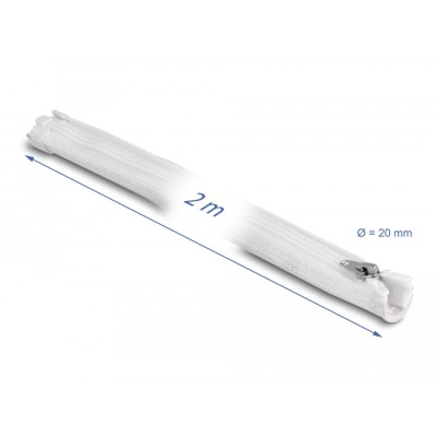 Delock Braided Sleeve with zip fastener heat-resistant 2 m x 20 mm white 2