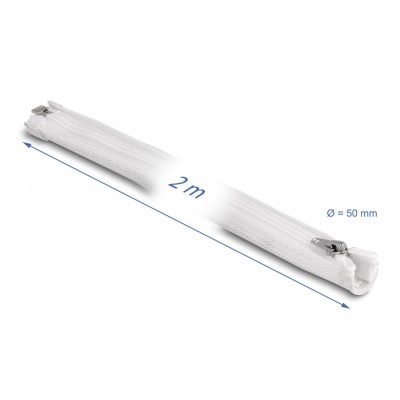 Delock Braided Sleeve with zip fastener heat-resistant 2 m x 50 mm white 2