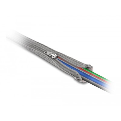 Delock Braided Sleeve with zip fastener heat-resistant 2 m x 20 mm grey 2
