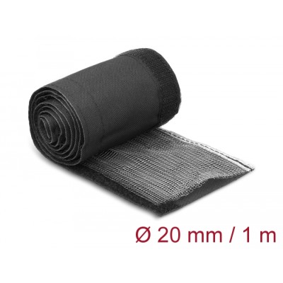 Delock EMI Shielding braided sleeve with hook-and-loop fastener heat resistant 1 m x 20 mm black