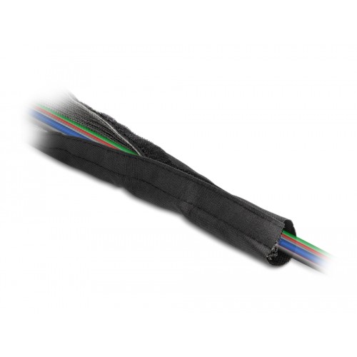 Delock EMI Shielding braided sleeve with hook-and-loop fastener heat resistant 1 m x 20 mm black