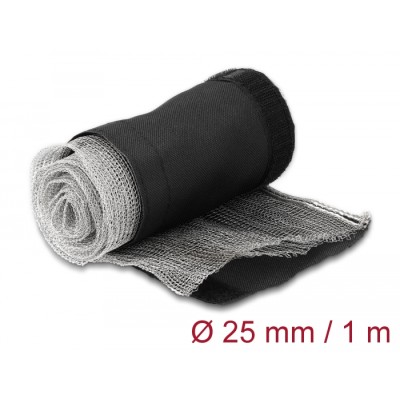 Delock EMI Shielding braided sleeve with hook-and-loop fastener heat resistant 1 m x 25 mm black