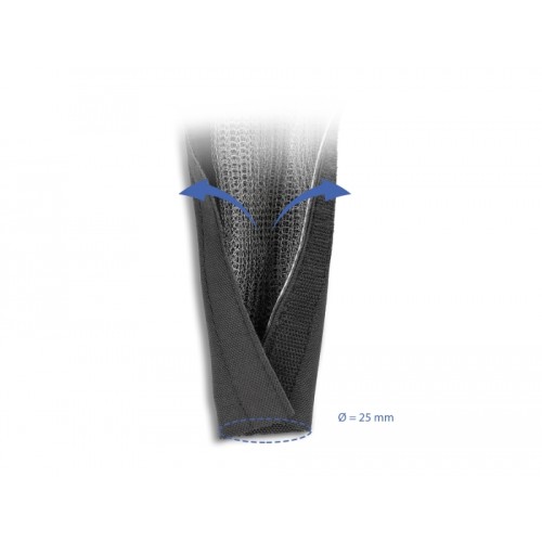 Delock EMI Shielding braided sleeve with hook-and-loop fastener heat resistant 1 m x 25 mm black