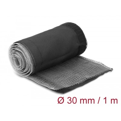 Delock EMI Shielding braided sleeve with hook-and-loop fastener heat resistant 1 m x 30 mm black