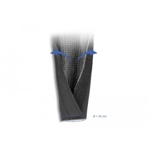 Delock EMI Shielding braided sleeve with hook-and-loop fastener heat resistant 1 m x 30 mm black
