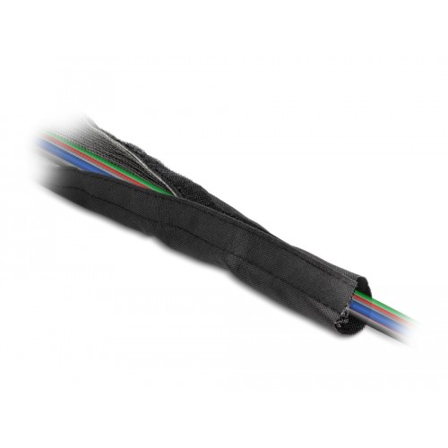 Delock EMI Shielding braided sleeve with hook-and-loop fastener heat resistant 1 m x 30 mm black