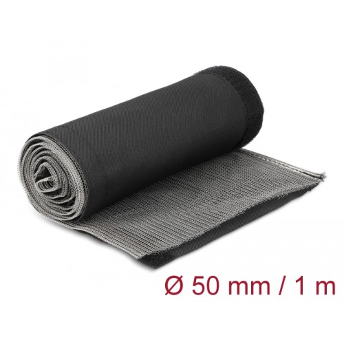 Delock EMI Shielding braided sleeve with hook-and-loop fastener heat resistant 1 m x 50 mm black