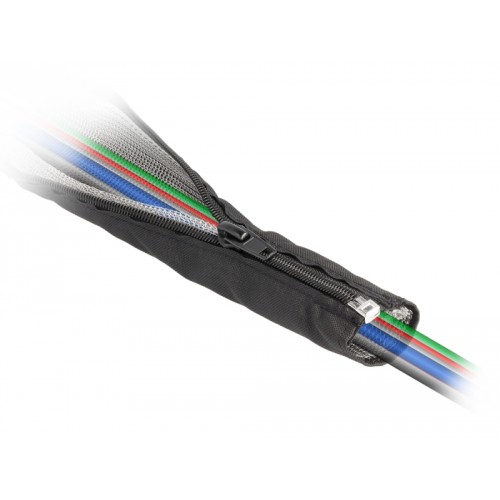 Delock EMI Shielding braided sleeve with zip heat resistant 1 m x 20 mm black