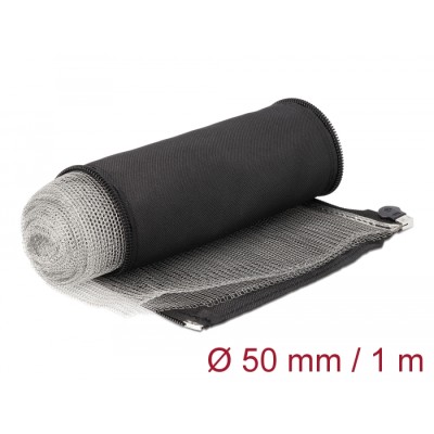 Delock EMI Shielding braided sleeve with zip heat resistant 1 m x 50 mm black