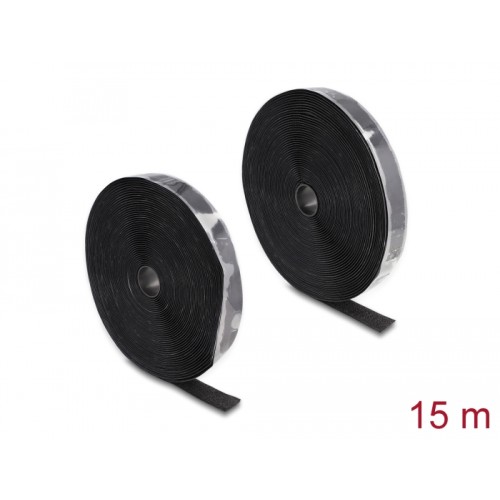 Delock Heavy-duty Hook-and-Loop tape self-adhesive L 15 m x W 25 mm black