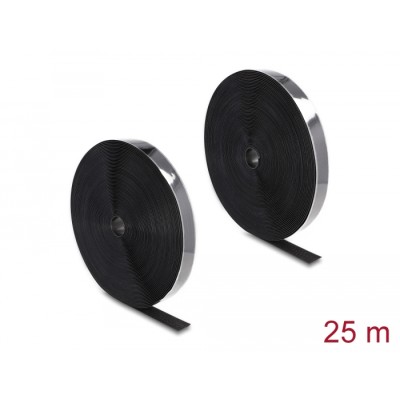 Delock Heavy-duty Hook-and-Loop tape self-adhesive L 25 m x W 25 mm black