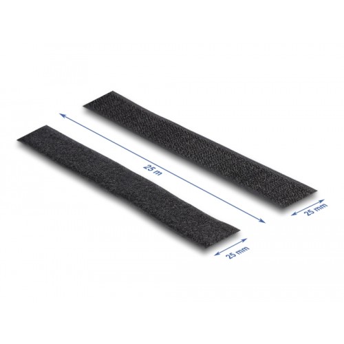 Delock Heavy-duty Hook-and-Loop tape self-adhesive L 25 m x W 25 mm black