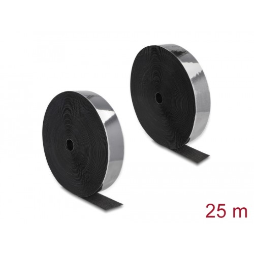 Delock Heavy-duty Hook-and-Loop tape self-adhesive L 25 m x W 50 mm black
