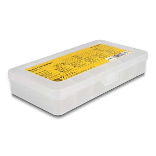 Delock Heat shrink tube assortment box, shrinkage ratio 2:1, transparent 196 pieces