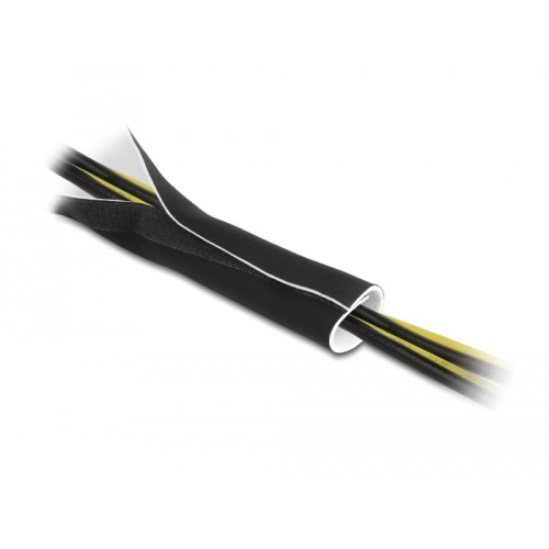 Delock Cable sleeve neoprene flexible with hook-and-loop fastener 1.5 m x 135 mm black / white