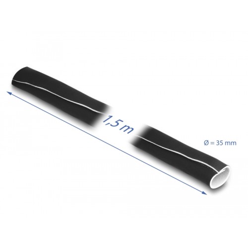 Delock Cable sleeve neoprene flexible with hook-and-loop fastener 1.5 m x 135 mm black / white