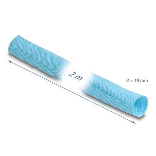 Delock Woven Sleeve self-closing heat-resistant 2 m x 19 mm blue