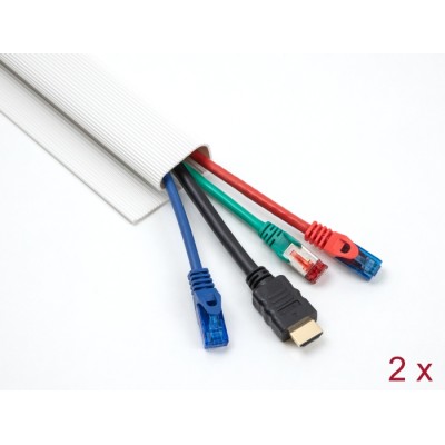 Delock Cable Duct for under-table mounting 57 x 25 mm - length 400 mm 2 pieces white