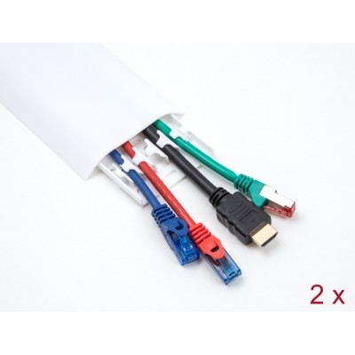 Delock Cable Duct self-adhesive with cable fixing 85 x 10 mm - length 300 mm 2 pcs white