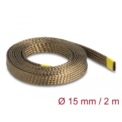 Delock Braided Sleeve made of basalt fibers 2 m x 15 mm brown
