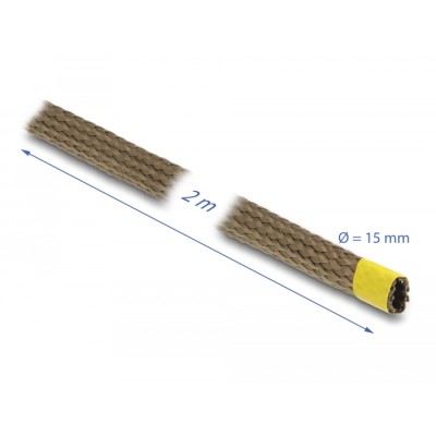Delock Braided Sleeve made of basalt fibers 2 m x 15 mm brown 2