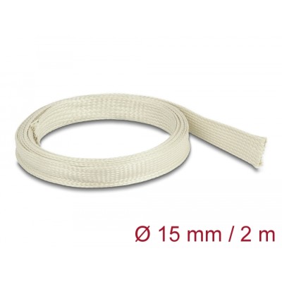 Delock Braided Sleeve made of nomex fibers 2 m x 15 mm white