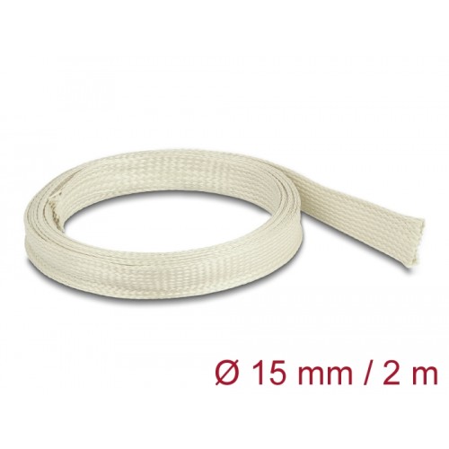 Delock Braided Sleeve made of nomex fibers 2 m x 15 mm white