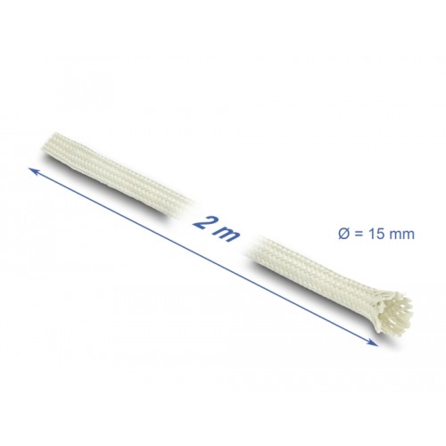 Delock Braided Sleeve made of nomex fibers 2 m x 15 mm white