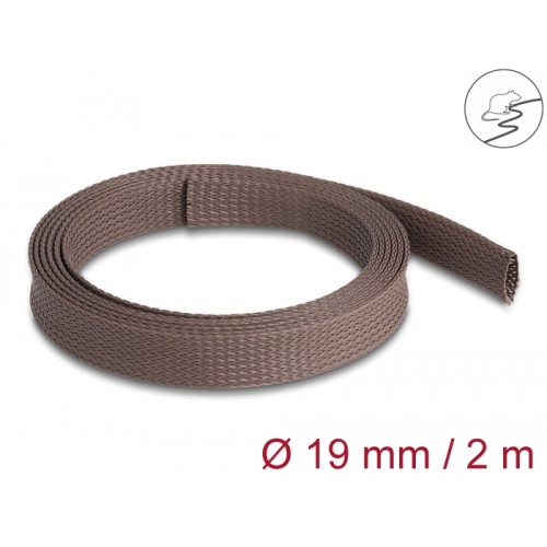 Delock Braided Sleeve rodent resistant stretchable 2 m x 19 mm brown