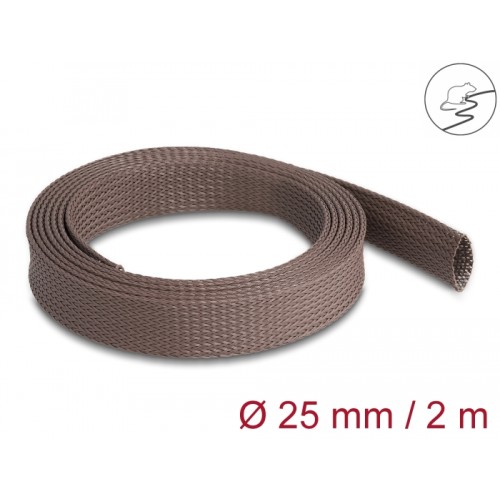 Delock Braided Sleeve rodent resistant stretchable 2 m x 25 mm brown