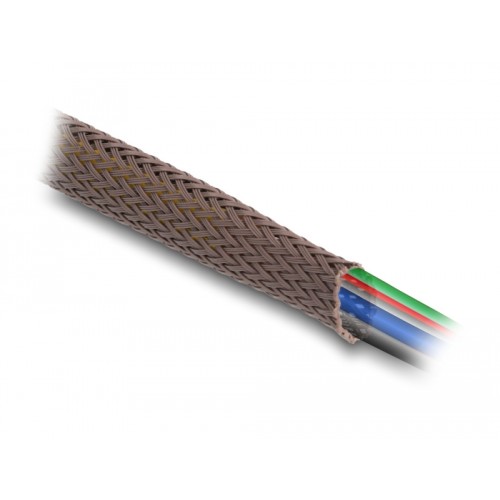 Delock Braided Sleeve rodent resistant stretchable 5 m x 6 mm brown