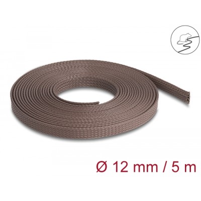 Delock Braided Sleeve rodent resistant stretchable 5 m x 12 mm brown