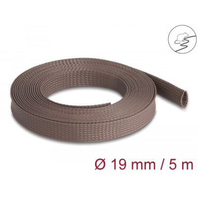 Delock Braided Sleeve rodent resistant stretchable 5 m x 19 mm brown
