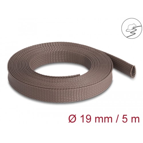 Delock Braided Sleeve rodent resistant stretchable 5 m x 19 mm brown