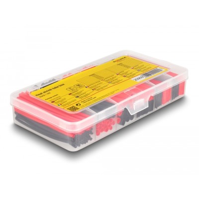 Delock Heat shrink tube assortment box, shrinkage ratio 2:1, black / red 196 pieces 2