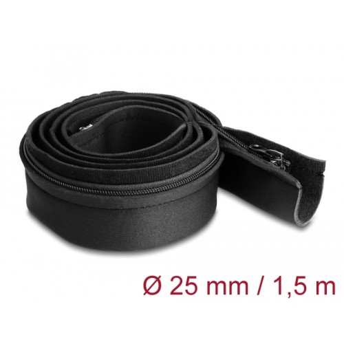 Delock Cable sleeve neoprene flexible with zip 1.5 m x 100 mm black
