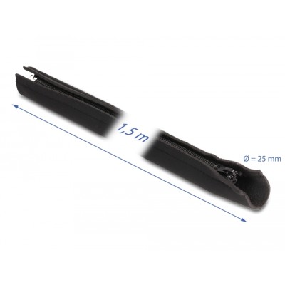 Delock Cable sleeve neoprene flexible with zip 1.5 m x 100 mm black 2