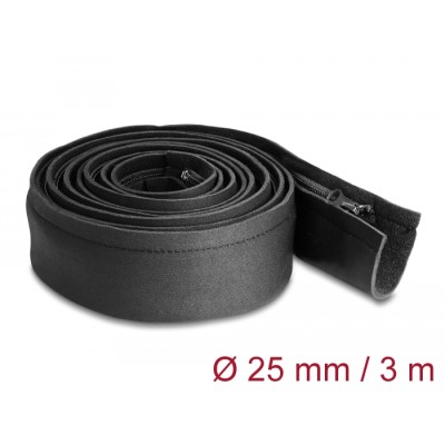 Delock Cable sleeve neoprene flexible with zip 3 m x 100 mm black