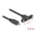 Delock Cable USB 2.0 Micro-B female panel-mount to USB 2.0 Micro-B male 0.5 m
