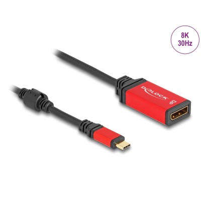Delock USB Type-C™ zu DisplayPort Adapter (DP Alt Mode) 8K 30 Hz mit HDR Funktion rot