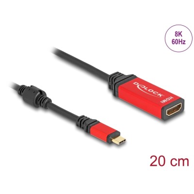 Delock USB Type-C™ to HDMI Adapter (DP Alt Mode) 8K 60 Hz with HDR function red